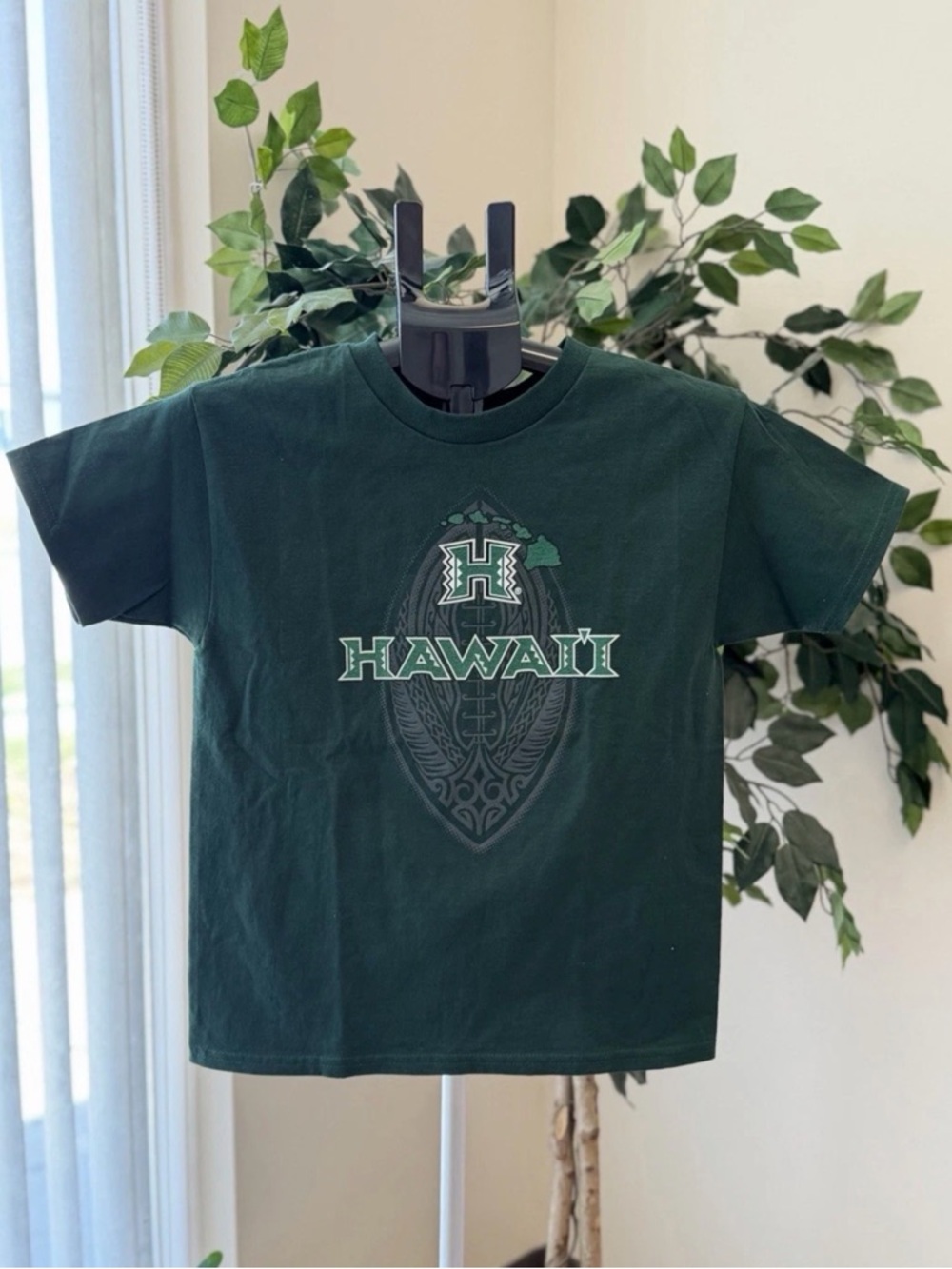 Hanes Dark Green Hawaii Graphic Kids T-Shirt